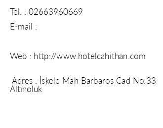 Cahit Han Hotel iletiim bilgileri